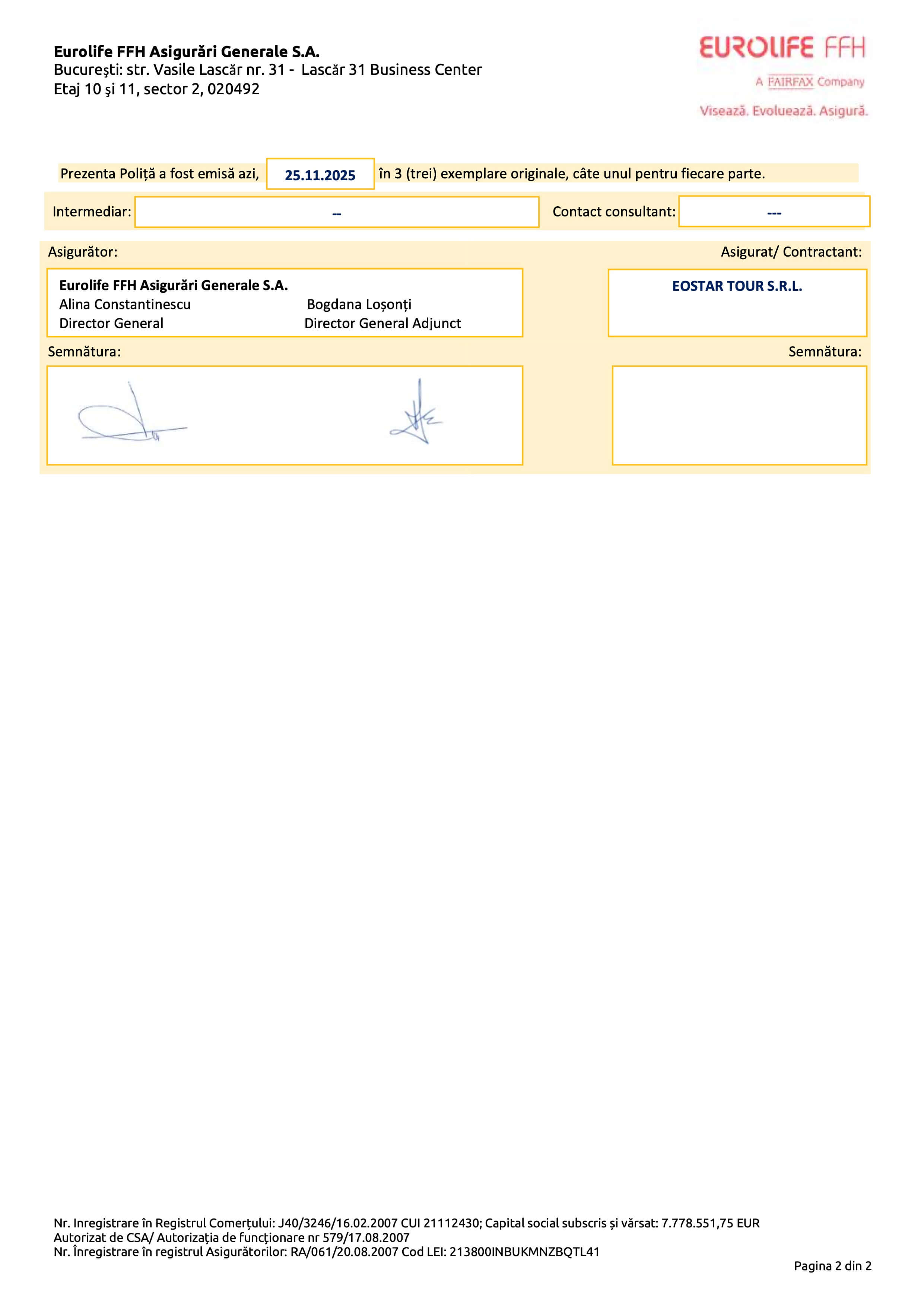 Polita Asigurare Eurolife